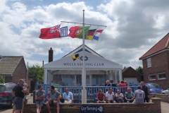WSC clubhouse with flags flying